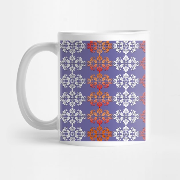 White and red intricate pattern on purple background. by ikshvaku